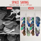 Hat Organizer for Closet, Collapsible Caps Rack with 10 Rotatable Large Hooks, Holds Up to 40 Baseball Caps, Metal Space Savi