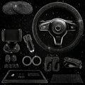 Black Bling Car Accessories Set - 27 Pieces Car Interior Kit with Rhinestone Steering Wheel Cover, Diamond License Plate Frame, Phone Holder, Coaster & Hook, Great Gift for Drivers