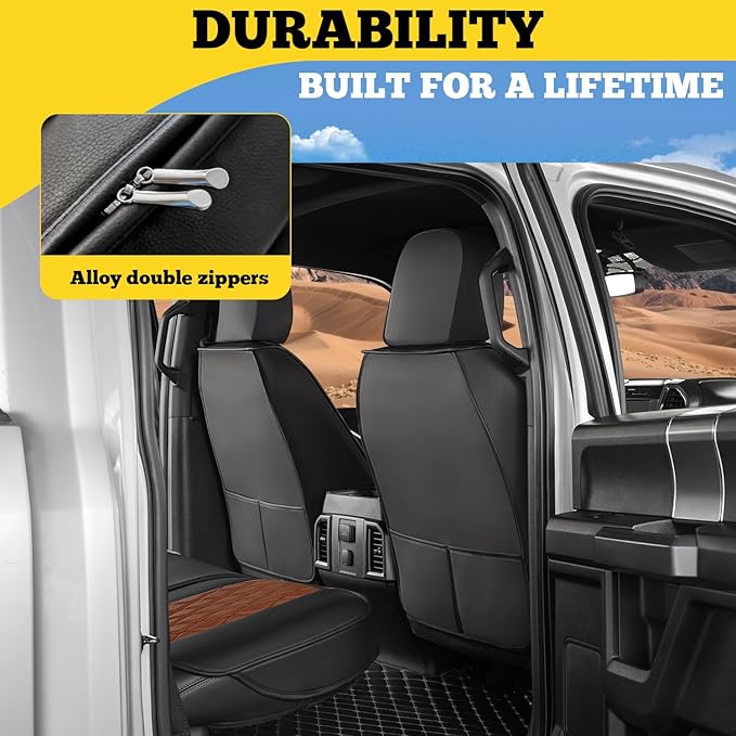 LINGVIDO Car Seat Covers Full Set (5 Seats) - Premium Perforated Nappa Leather, Waterproof Shield, Omni-Adapt Fit SUVs Sedans