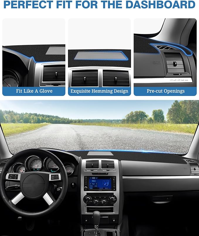 FIILINES Dash Cover for Dodge Charger 2008-2010, Dashboard Mat Cover Accessories Dash Mat Sunshade Nonslip Mesh Protector No 