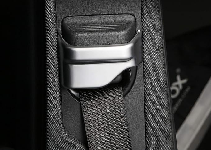 iJDMTOY Satin Silver Front Seat Belt Shoulder Height Adjustment Button Cover Trims Compatible with Mercedes W205 C-Class W213 E-Class X205 GLC-Class