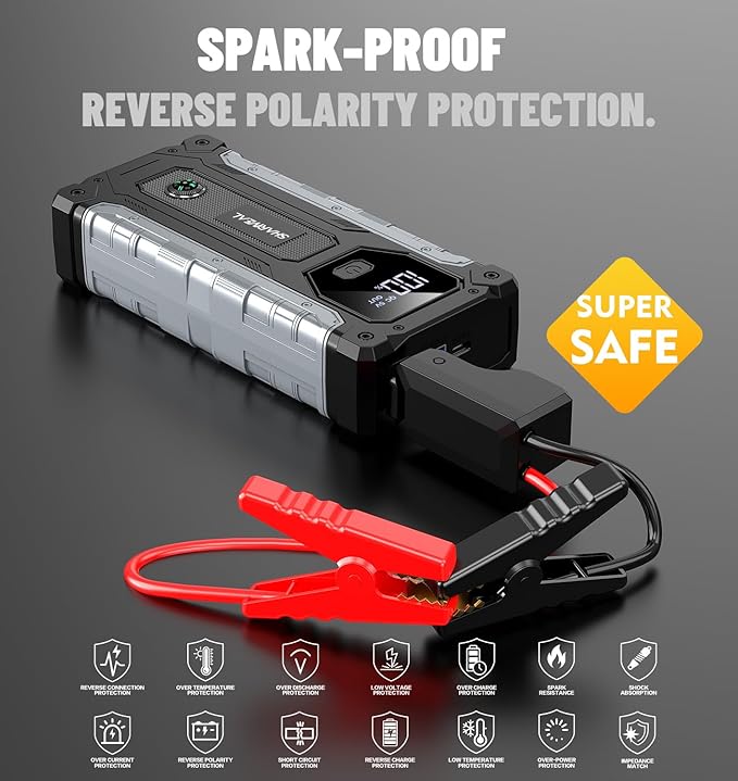 Sharmeal Car Battery Jump Starter 6000A, Jump Starter Battery Pack for All Gas and 10.0L Diesel, 12V Portable Jump Box with