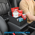 Car Storage Organizer Between Seats,Center Console Armrest Storage Box Back Seat Organizer with Small Compartment Car Interior Storage Box,Cup Holder Tray with Non-slip Mat(Black)