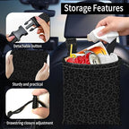 Car Trash Bag Large Hanging Can for Back of Seat, Cute Waterproof Car Garbage Bag for Vehicle, Travelling, Outdoor Grey Black Leopard