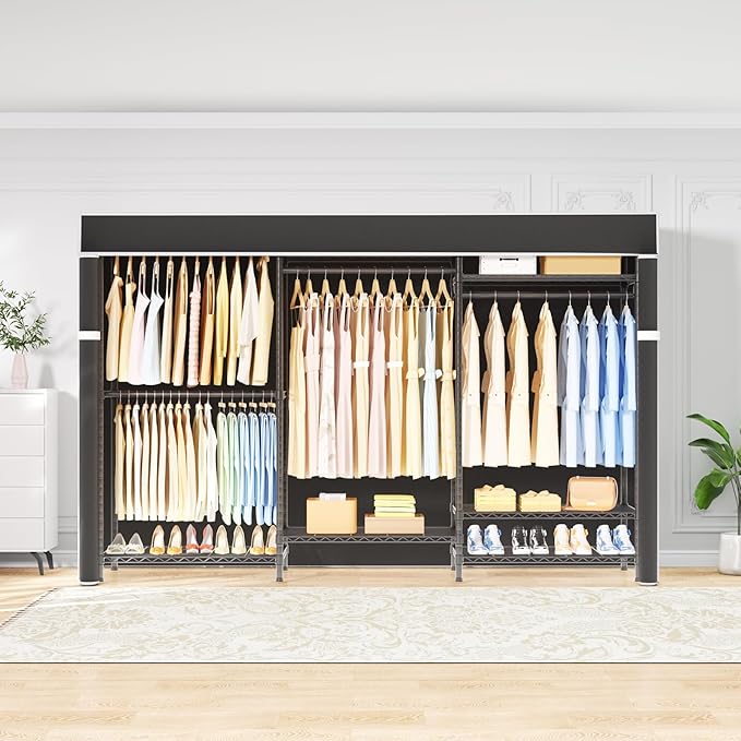 Ulif E13C Pro Heavy Duty Closet Organizer System，Freestanding Clothing Racks for Hanging Clothes，Adjustable Garment Rack 75" 