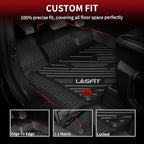 LASFIT Floor Mats for Ford F-150 2015-2026 | F150 Lightning 2022-2025 SuperCrew (Rear w/o Fold Flat Storage) Carpet Floor All Weather Protector TPE Truck Liners- 1st & 2nd Row, 3pcs Black