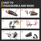 AstroAI Car Vacuum Cleaner, Portable Handheld Vacuum and Car Accessories, 16.4 Ft Cord-12V DC Power, LED Light, w/3 Attachmen