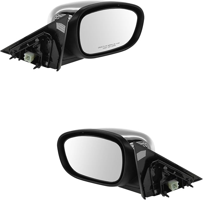TRQ 2 Piece Driver and Passenger Side Mirror Assembly Set Electric Adjustment Heated No Memory Chrome Compatible with 2005-20