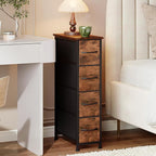 Somdot Narrow Dresser with 4 Drawers, Slim Storage Organizer Chest of Drawers with Removable Fabric Drawers for Small Spaces 