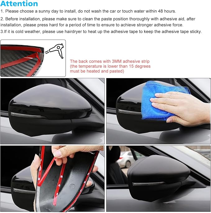 ROCCS Compatible with 2021-2023 Mustang Mach-E Side Mirror Cover Caps Auto Car Mirror Cover Rearview Mirror Guard Covers Replacement Door Side Exterior Decoration Trims Accessories(Matte Black)