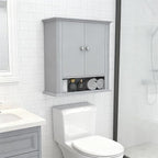 Wall Mounted Bathroom Cabinet Wooden Storage Cabinet with 2 Doors & Adjustable Shelf, Hanging Wall Cabinet Over Toilet, Upper