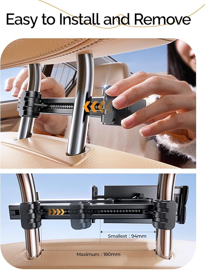 LISEN Car Headrest Tablet Holder - [3 in 1 Extension Arm] Adjustable Tablet Car Mount for Back Seat (4.7-11.9)