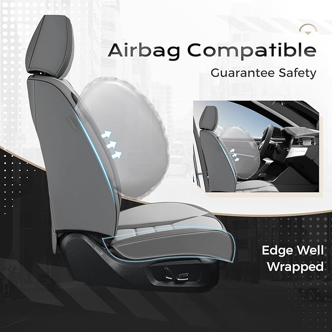 Coverado Car Seat Covers Front, Seat Covers for Cars, Waterproof 2-Pack Car Seat Cushion, Leather Carseat Seat Protectors, Un