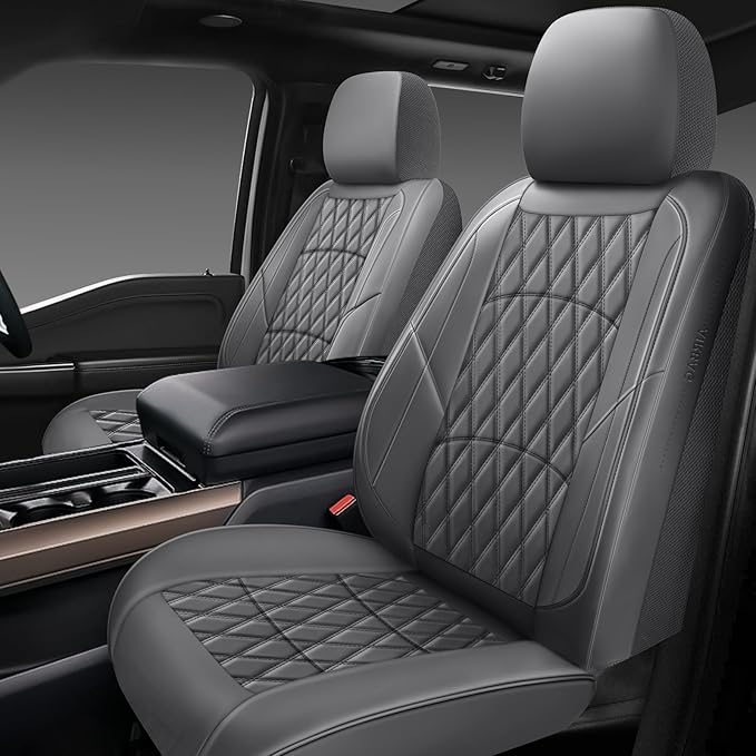 NS YOLO Leather Car Seat Covers,Universal Fit for Most Cars,SUVs and Sedans,Waterproof Luxury Leatherette Cushions, 2 Seats P