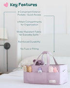 Lily Miles Baby Diaper Caddy Organizer, Wipeable Diaper Organizer Basket with 8 Pockets for Newborn Essentials, Baby Shower G