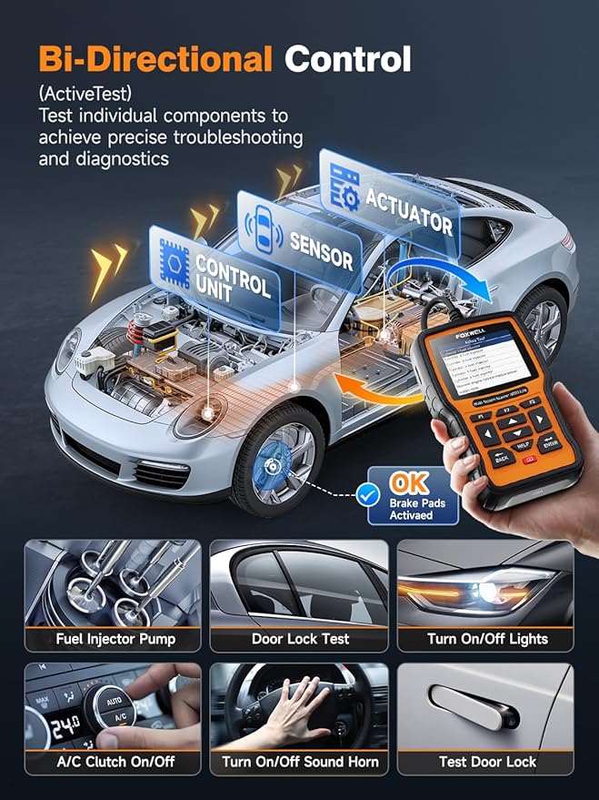 FOXWELL NT510 Elite OBD2 Scanner fit for Porsche Diagnostic Tool, Full System Bi-Directional Control Code Reader with All