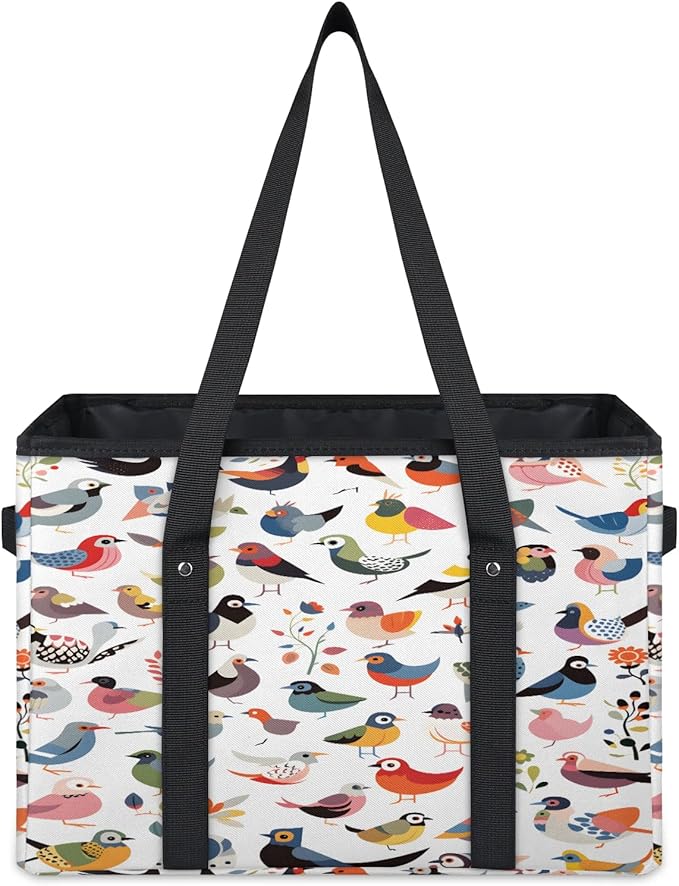 Reusable Grocery Bags Heavy Duty Shopping Bags Foldable Large Tote Bags with Long Handles & Hard Bottom