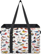 Reusable Grocery Bags Heavy Duty Shopping Bags Foldable Large Tote Bags with Long Handles & Hard Bottom