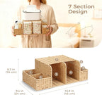 Diaper Caddy Organizer, Hand Rattan Nursery Storage Basket for Baby Essentials, Baby Changing Table Organizer Perfect Nursery