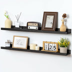 Picture Ledge Shelf for Wall, 36 inch Solid Pine Wood Nursery Book Shelves 2 Packs, Floating Ledge Shelves for Kids' Room Bed