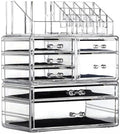 Cq acrylic 3 Pack Clear Skincare Organizer for Vanity, Stackable 7 Drawers Make Up Organizer,Cute Cosmetic Organizer for Vani