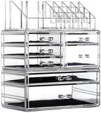 Cq acrylic 3 Pack Clear Skincare Organizer for Vanity, Stackable 7 Drawers Make Up Organizer,Cute Cosmetic Organizer for Vani