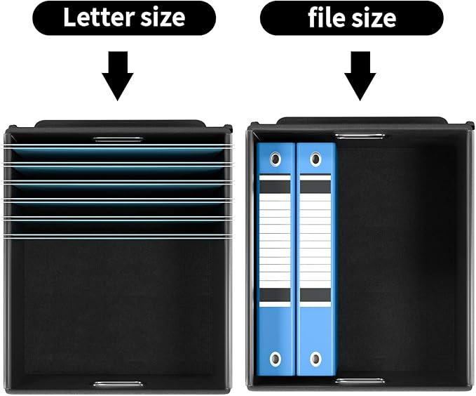 Huolewa File Organizer Box with Lid, Collapsible File Folder Organizer for Office Document Storage, Filing Box with Plastic S