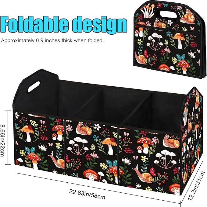 Mushroom Collapsible Trunk Organizer Automotive Storage Car Multicompartment Large Capacity