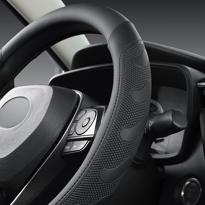 GIANT PANDA Car Steering Wheel Cover for Toyota RAV4,Camry,Highlander,Corolla,Prius,Tacoma,Standard Size - Black