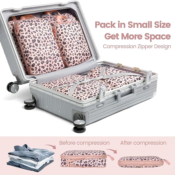 Cambond Compression Packing Cubes for Travel - Lightweight Expandable Travel Bags Luggage Organizers Travel Essentials Compre