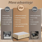 Bamboo Under Bed Storage Containers with Wheels, 2 Pack Under the Bed Shoe Storage Bins, Wood Rolling Underbed Drawers with B