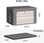 CYhom Clothes Storage Bins Box - Linen Fabric Foldable Stackable Container Organizer Set with Clear Window & Carry Handles & 