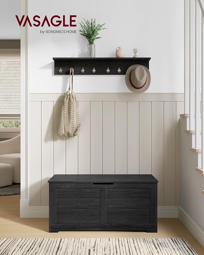 VASAGLE Storage Chest, Storage Bench with 2 Safety Hinges, Farmhouse Style, 15.7 x 39.4 x 18.1 Inches, for Entryway, Bedroom,