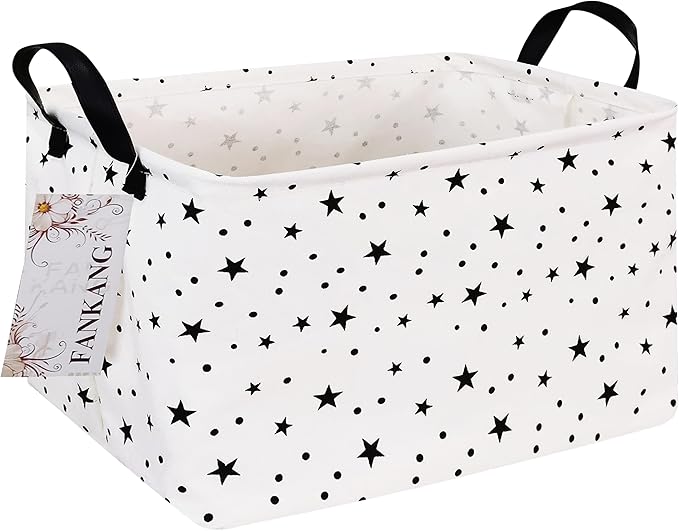 FANKANG Storage Basket,Nursery Hamper Canvas Laundry Basket Foldable with Waterproof PE Coating Storage, Office, Bedroom, Clo
