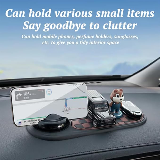 Multifunction Car Anti-Slip Mat, Universal Car Anti Slip Mat Phone Holder, Dashboard Accessories, 360° Rotating, with Tempora