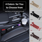 Car Seat Gap Plug with Storage Slot, Auto Gap Filler Organizer with Cup Holder, Universal Carseat Side Gap Filler Strip 2 Pack Between Front Seats & Console, Anti-Drop Pad with Seatbelt Holes, Black
