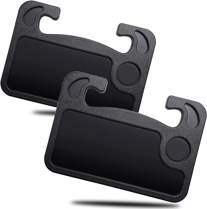 ZONETECH Multi-Functional Portable Car Laptop and Food Steering Wheel Tray 2-Pack - Black Table/Car Vehicle Seat Portable Mount Tray Laptop Notebook Table Eating Desk