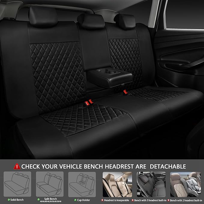 CAR PASS Purple Leather Seat Covers, Quilting Pretty Car Seat Cover with 5mm Composite Sponge Inside,Airbag Compatible,Univer
