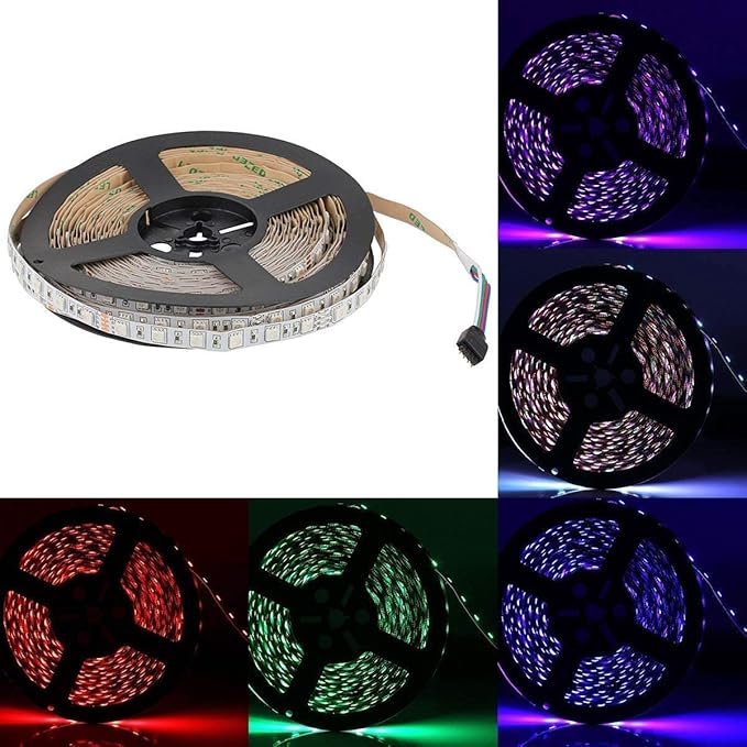 SUPERNIGHT 32.8 FT RGB LED Light Strip, 10M 600leds Multi-Color DC 24V Rope Lighting Non-Waterproof Decorate Bedroom TV Backlighting Car Party (Only Light Strip)