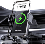Wireless Car Charger, MOKPR 15W Fast Charging Auto Clamping CD Slot Air Vent Car Phone Holder with LED Light Car Charger for iPhone 16/15/14/13/12 Pro Max Plus, Samsung S23/S22/S21,etc