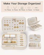 VLANDO Travel Jewelry Case for Women Girls, Gifts for Mother, PU Leather Small Jewelry Box for Rings, Necklaces, Bracelets, E