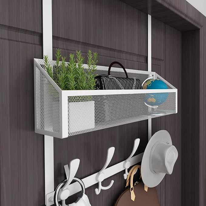 Kaiferty Over The Door Hooks Organizer, Coat Rack Over The Door Storage Hanger Towel Rack, Back of Door Storage Organizer for