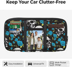 Skull Rose Zippered Sun Visor Organizer Cover with Card Holder Storage Pouch with Picture Multi-Pocket and Adjustable Straps Easy Installation Universal Fit for Most Cars SUV