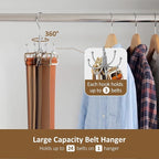 ZEDODIER 4 Pack Belt Organizer for Closet, Heavy-Duty Rotating Belt Hanger Rack Holds Multiple Belts, Hanging Space Saving Me
