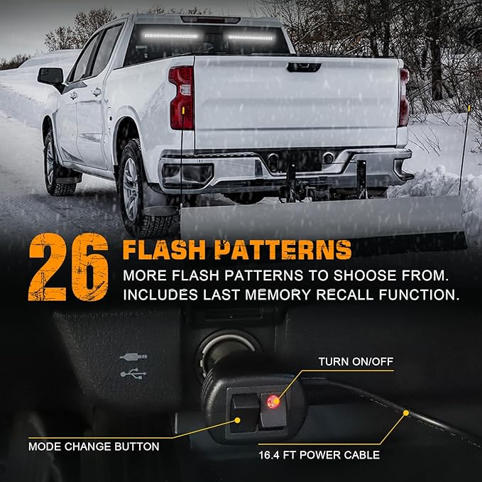 XRIDONSEN 2 in 1 White Traffic Advisor Light Bar 144 LED Emergency Warning Safety Interior Rear Window Front Dash Windshield Strobe Lights for Police Firefighter Vehicles Trucks Car (2x17.7 inch)