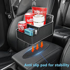 Car Storage Organizer Between Seats,Center Console Armrest Storage Box Back Seat Organizer with Small Compartment Car Interior Storage Box,Cup Holder Tray with Non-slip Mat(Black)
