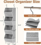 Hanging Closet Organizer 4 Shelf Collapsible Bedroom Closet Organizers and Storage Hanging with Mesh Pockets for Clothes, Fab