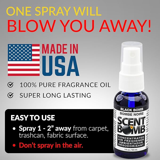 Scent Bomb Air Freshener Spray, Long-Lasting Odor Eliminator - Effective Deodorizer for Home & Car, Fresh Room Spray for Kitc