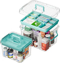Covetree 2-Pack Clear Plastic Medicine Storage Organizer & First Aid Box – Multi-Layer Medicine Storage Box, Durable Medicine