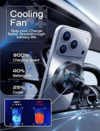 LISEN for Qi2.2 25W MagSafe Car Mount Charger，[Top Spec with Cooling Fan＆95W Fast Adapter] Wireless Car Charger 25W Galaxy S26 Ultra Car Charger Fast Charging for iPhone 17 Pro Max Air 16-12 Series